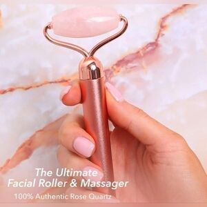 Zoe Ayla Rose Quartz Facial Roller Micro Vibrations Boosts Stimulates NEW NIB